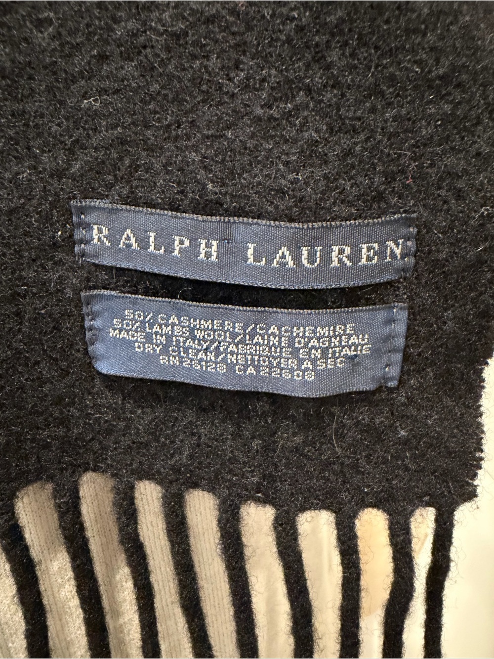 Ralph Lauren Cashmere Lambswool Big Pony Scarf Black NWOT $295 - Picture 5 of 5